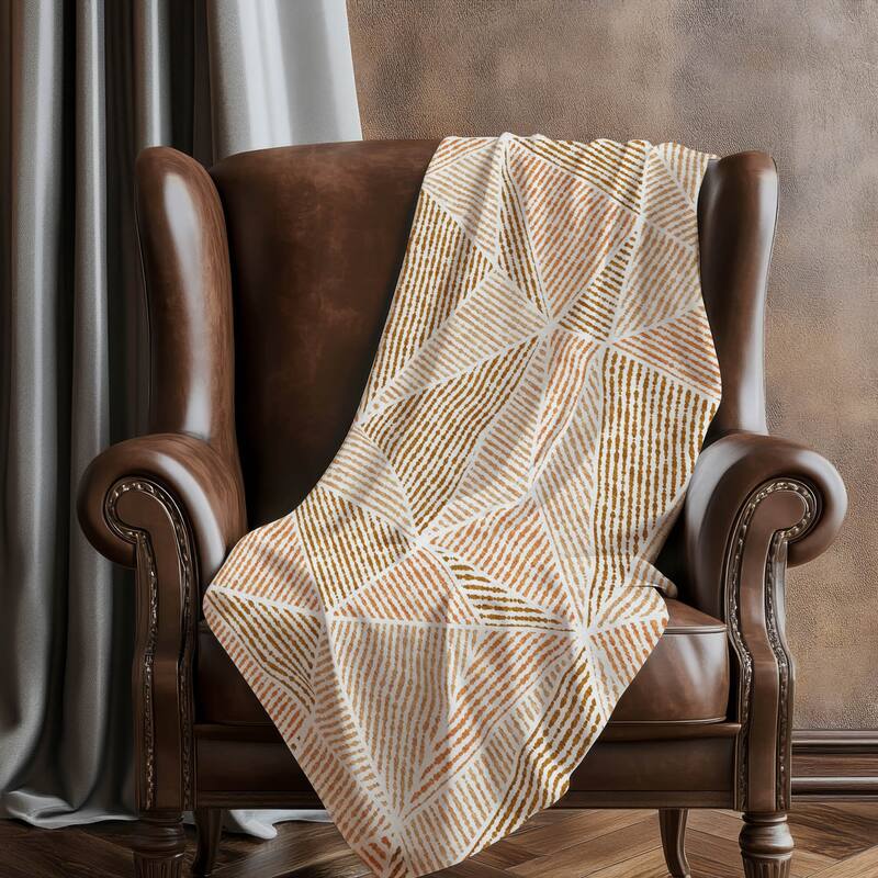Premium Machine Washable Modern Geo Sherpa Throw Blanket