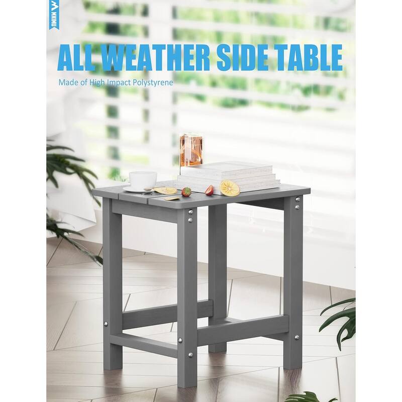 WINSOON Outside Adirondack Square Side Table, Weather Resistant Patio Tables Set Of 2