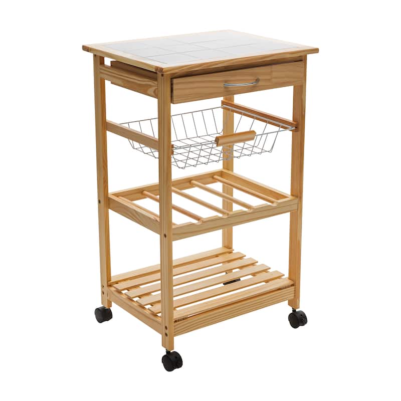 Organize It All Rolling Kitchen Cart with Ceramic Countertop - 18.50 x 14.50 x 30.00"