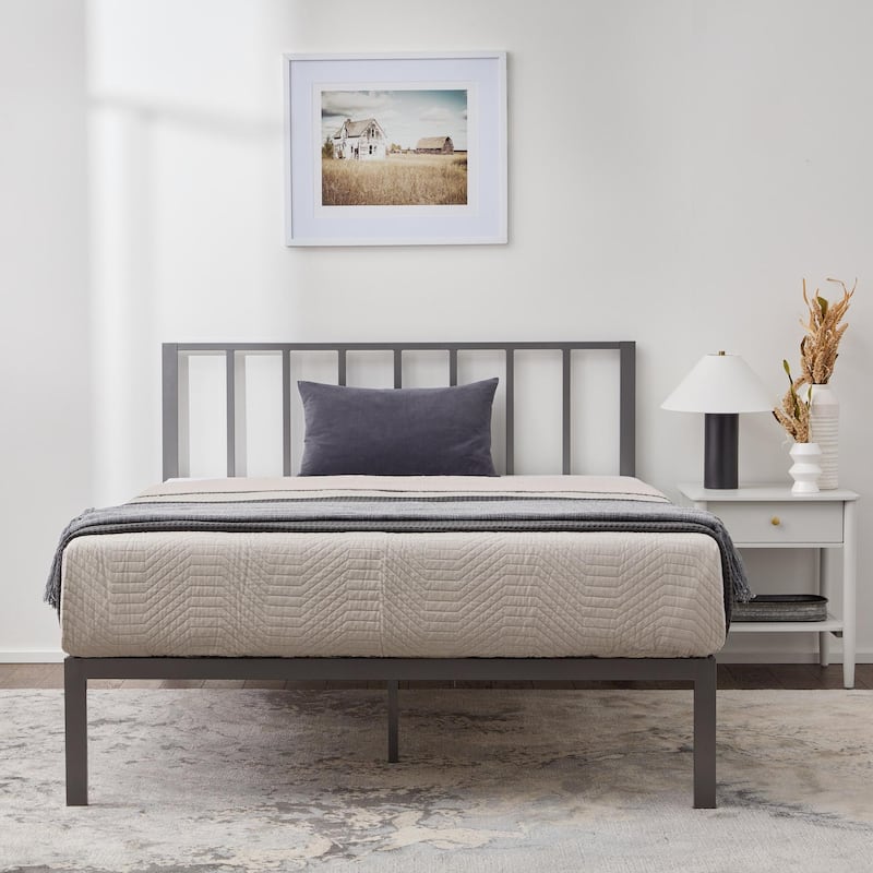 Brookside Lori Metal Platform Bed with Vertical Bar Headboard