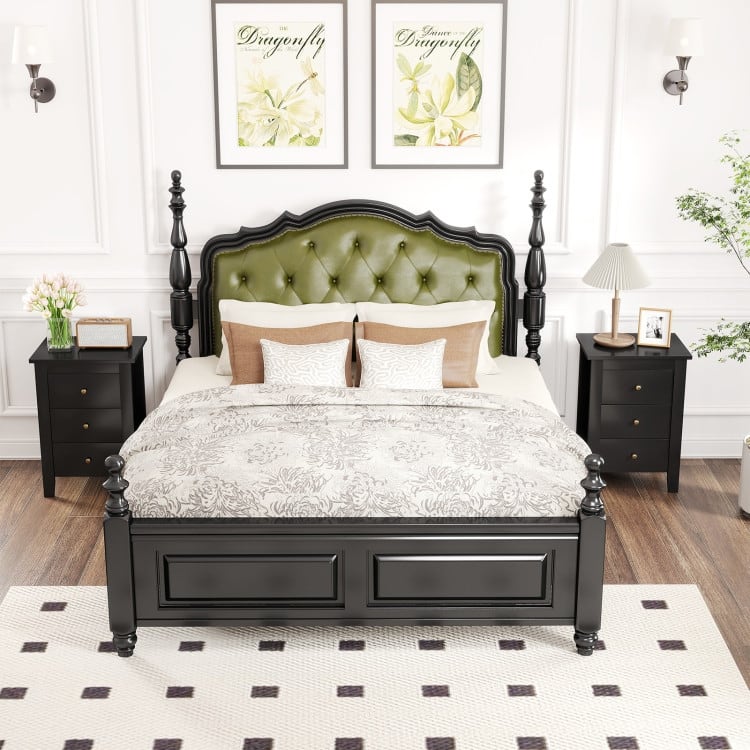 Bedside Table with 3 Drawers and Open Shelf Compact Storage Cabinet for Bedroom