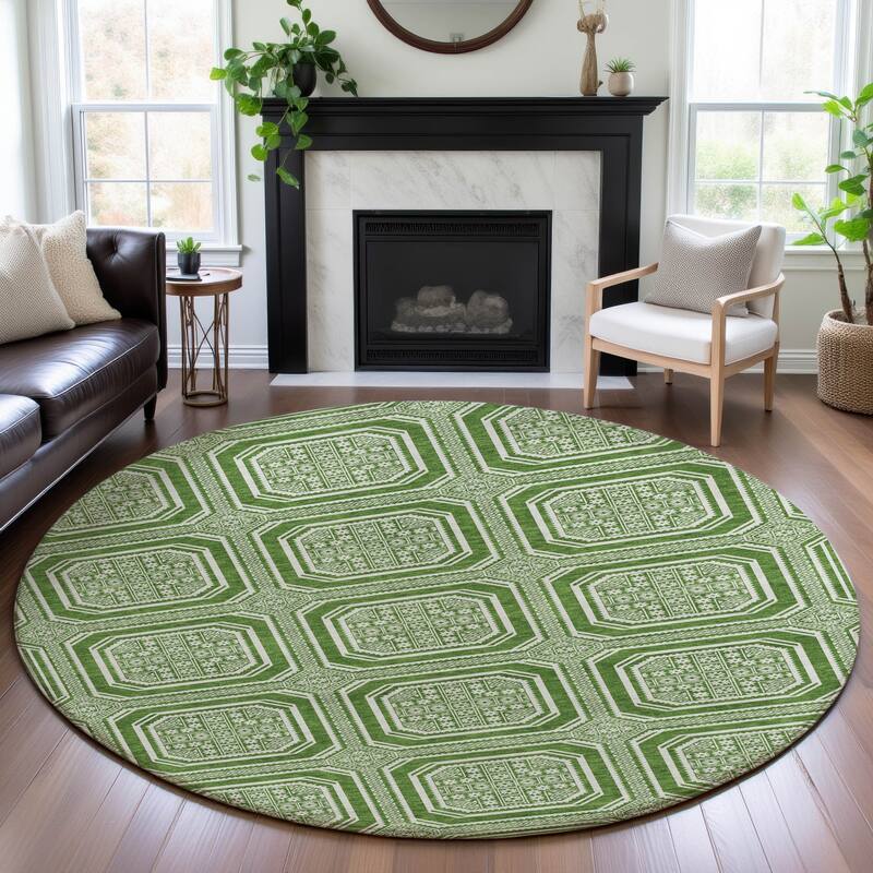 Premium Washable Super Soft Classic Panel Mayfield Rug - Green - 8' x 8'