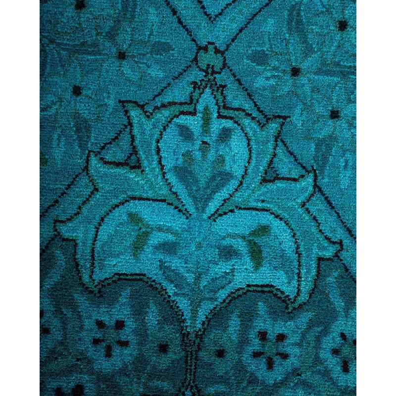 Overton Hand Knotted Wool Vintage Inspired Modern Contemporary Overdyed Blue Area Rug - 12' 2" x 18' 6"