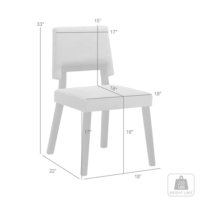 Channell Mid-Century Modern Upholstered Wood Dining Chairs - Set of 2