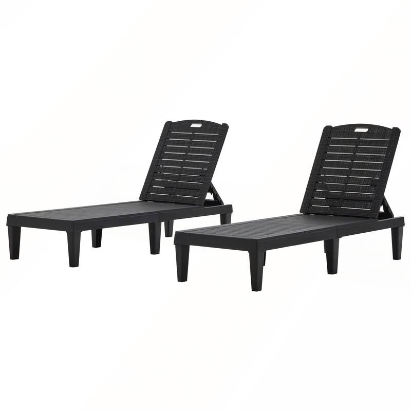 2-Piece Outdoor Chaise Lounges with Adjustable Backrest