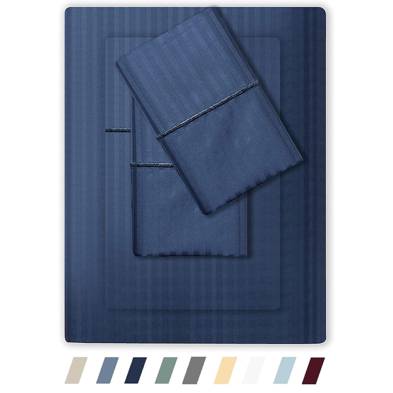 Feather & Stitch 500 Thread-Count Sheets Set - Twin - Dark Blue