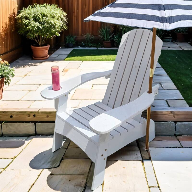 Outdoor Wood Adirondack Chair with Umbrella Hole