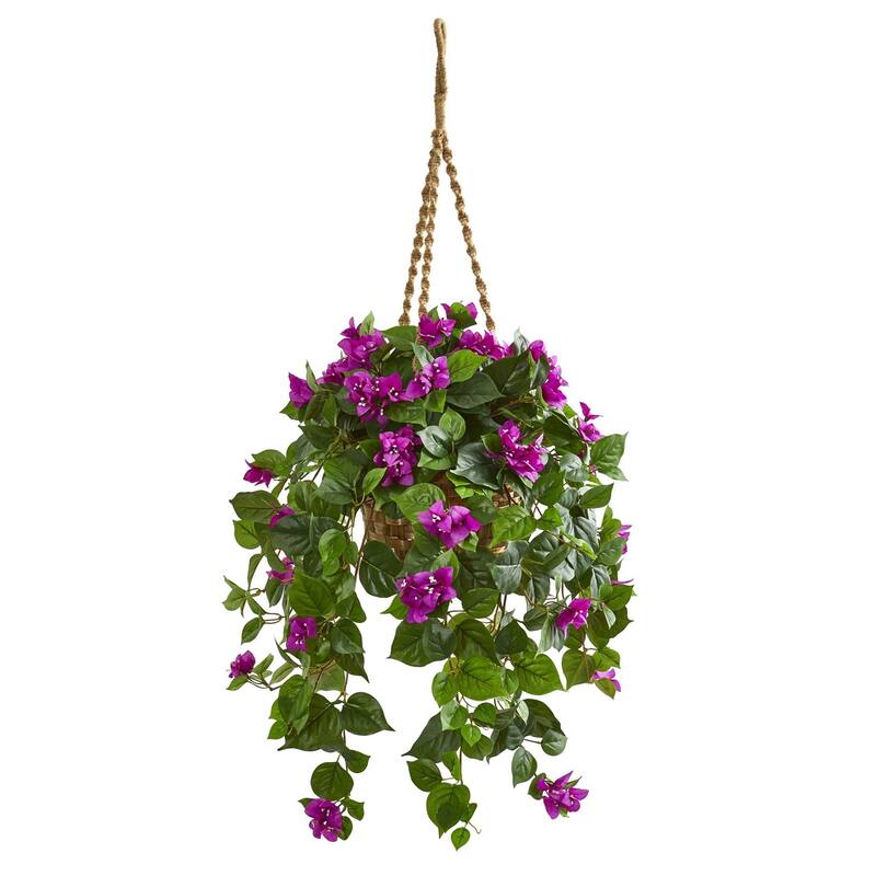 Artificial Plant in Basket - Indoor Decor, Greenery, Home Accent, Stylish Faux Plant, Living Room Decor - Purple