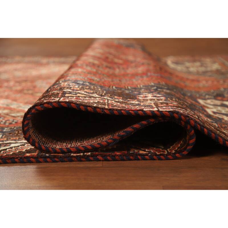 Hand Knotted Oriental 100% Wool Carpet Traditional Medallion Oranges & Rust Qashqai Area Rug - 8' 1'' X 5' 0''