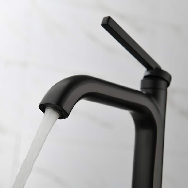 Single Handle Bathroom Vessel Sink Faucet Brass Modern 1 Holes Bathroom High Tall Faucets Matte Black