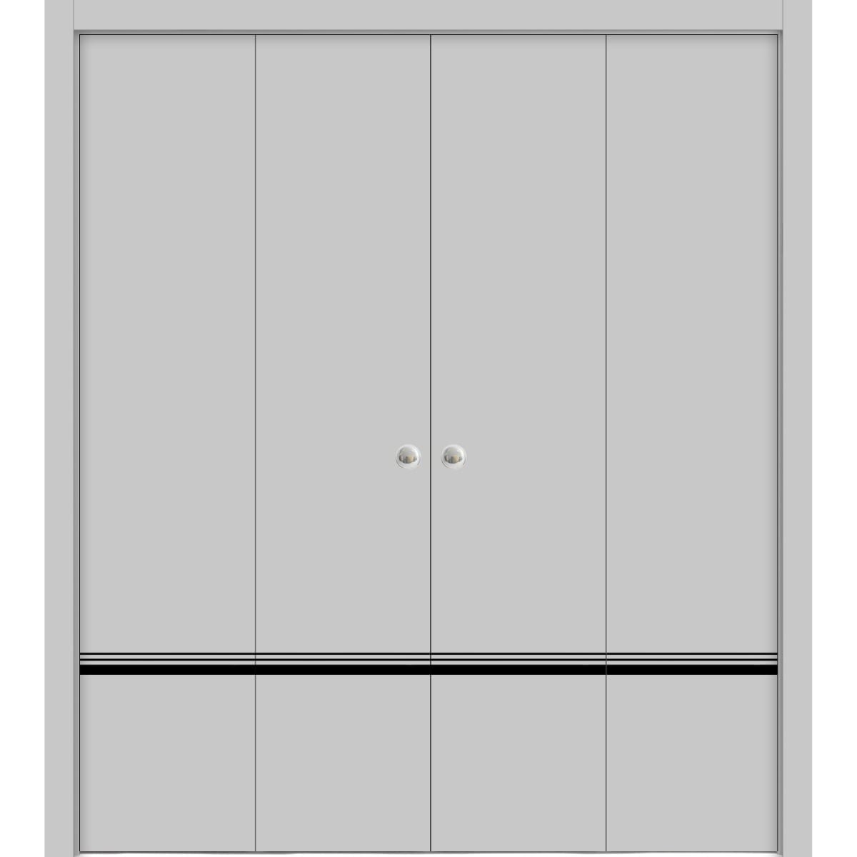 SartoDoors Planum 0012 | Closet Door Bi-fold Door | Solid Wood | Hardware Set | 18x80, Grey Matte Bedroom Door Bathroom Door