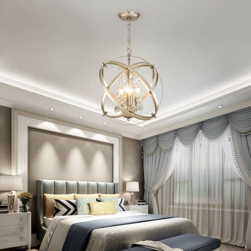 Maxax 4-Light Unique/Statement Globe Chandelier with Crystal