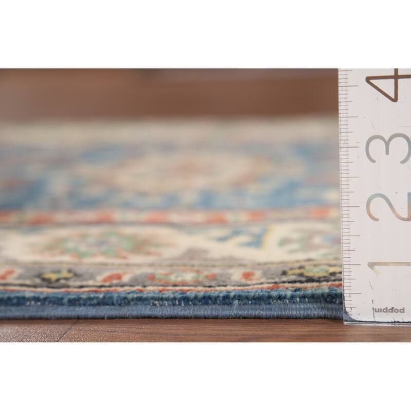 Blue Traditional Kazak Oriental Foyer Rug Hand-Knotted Wool Carpet - 2'8" x 4'3"