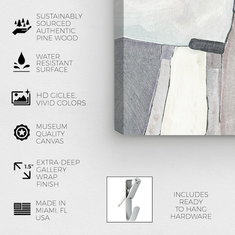 Wynwood Studio Canvas Abstract Compound Building Block Gray and Modern & Contemporary Wall Art Canvas Print