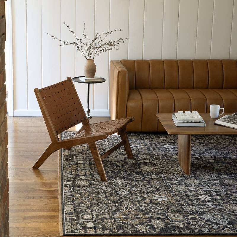 Adelaide Borderless Traditonal Charcoal//Tan Wool Blend Area Rug