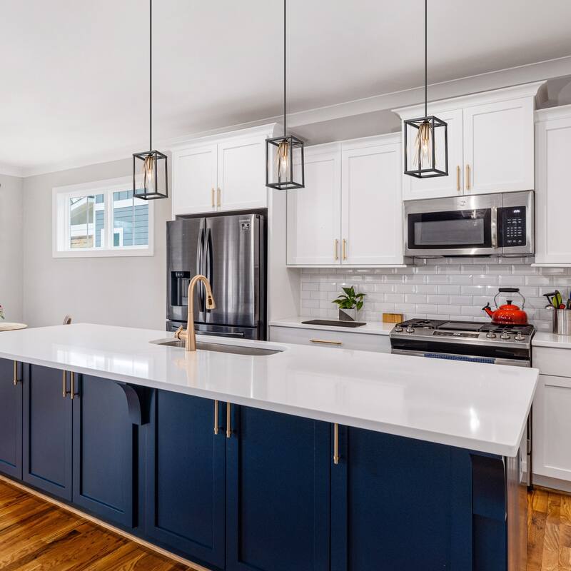 Modern Farmhouse Starburst Mini Pendant Black Gold Single Cage Kitchen Island Lighting - L 5'' * W 5'' * H 8.5''