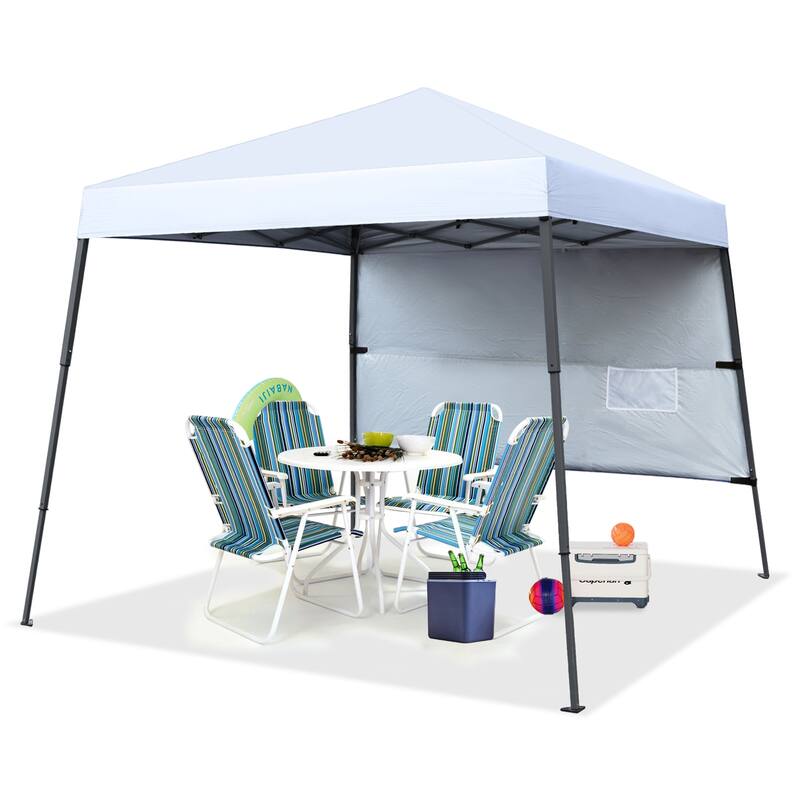 ABCCANOPY Stable Pop up Outdoor Canopy Tent with Sun Wall - 8ftx8ft - White