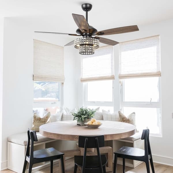 52 In. Smart Indoor/Outdoor Chrome Ceiling Fan With Remote Control And 5 Blades 3 Light Reversible Quiet Chandelier Fan Zt W1592p154300