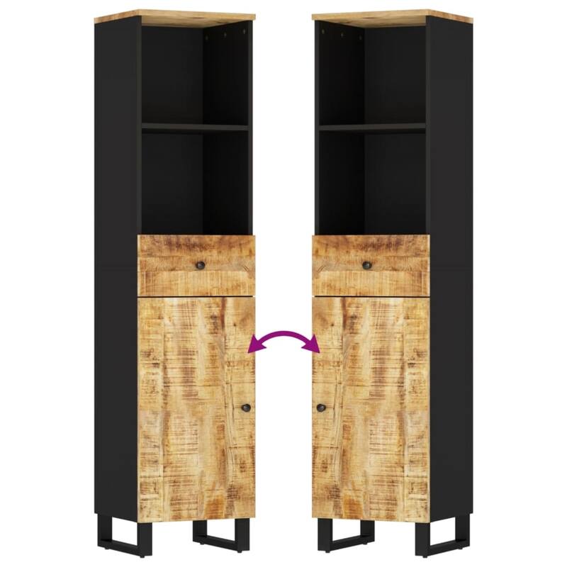 vidaXL Bathroom Furniture Set Natural Mango Wood Solid Mango Wood Medium - 13.0 x 24.4 x 22.8 in