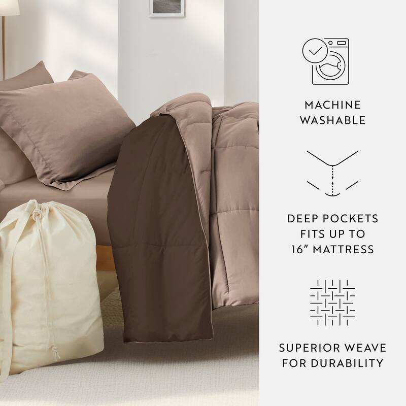 8pc Twin XL Solid Dorm Bedding Bundle