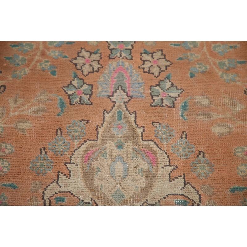 Hand Knotted Oriental 100% Wool Carpet Traditional Floral Oranges & Rust Mashad Area Rug - 12' 8'' X 9' 6''