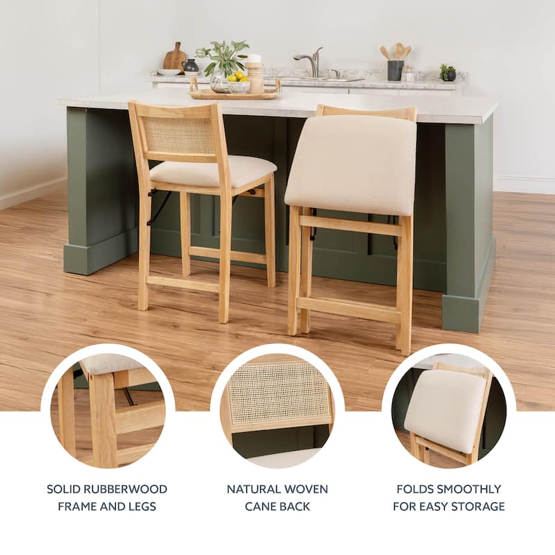 Linon Bauer Cane Back Folding Counter Stool