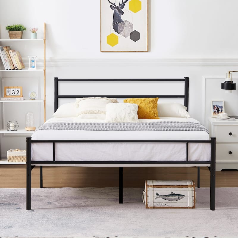 Black Classic Metal Bed Frame - Queen