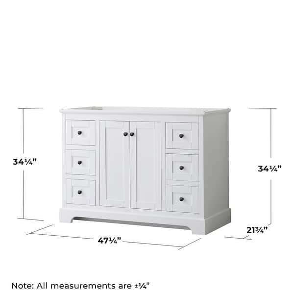 dimension image slide 4 of 6, Wyndham Collection Avery 48" Single Free Standing Vanity Cabinet Only