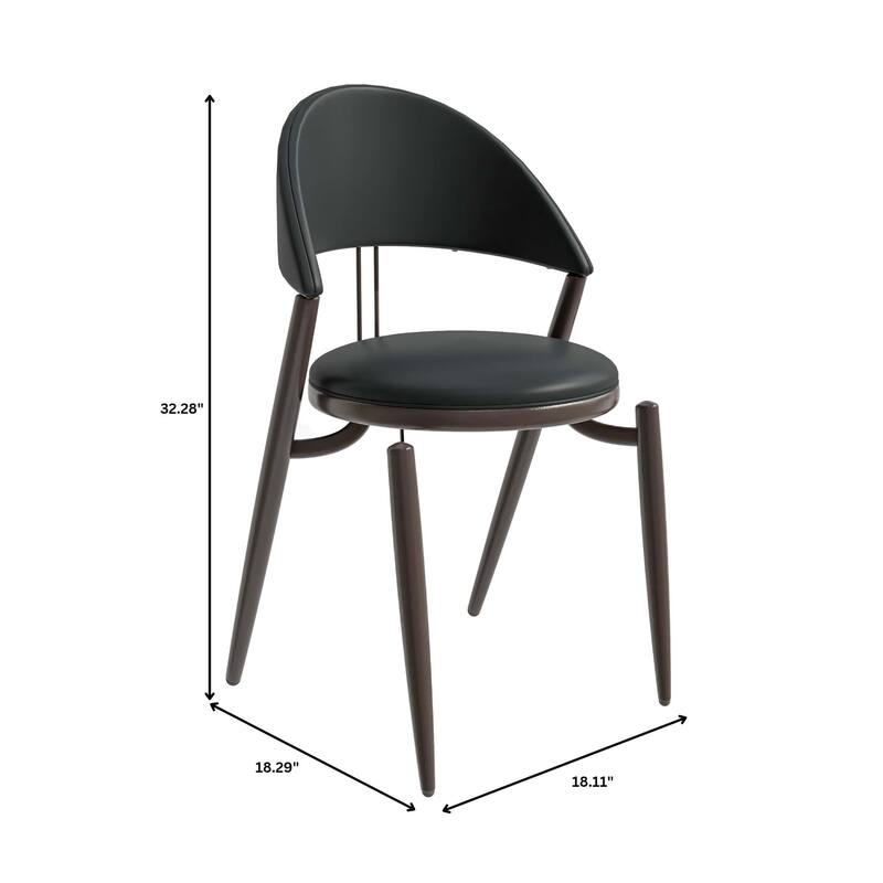 Venice Upholstered Leather Dining Chair Open Back Accent Side Chair with Iron Legs