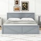 preview thumbnail 27 of 33, Wooden Storage Platform Bed with 4 Drawers & Support Legs Gray - King