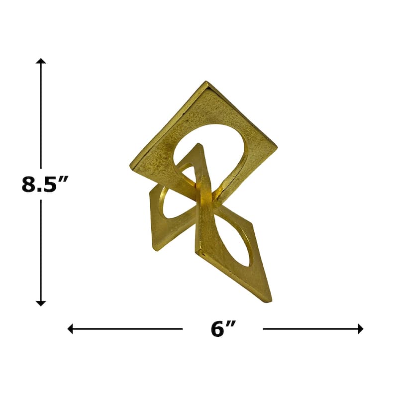 Decorative Handmade Aluminum 8.5 inch Square Sculpture - 6 x 7 x 8.5 in