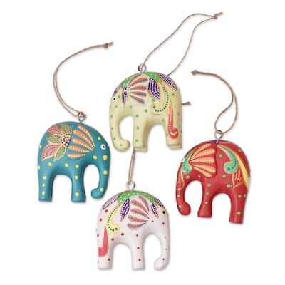 Novica Handmade Happy Trunks Wood Ornaments (Set Of 4)