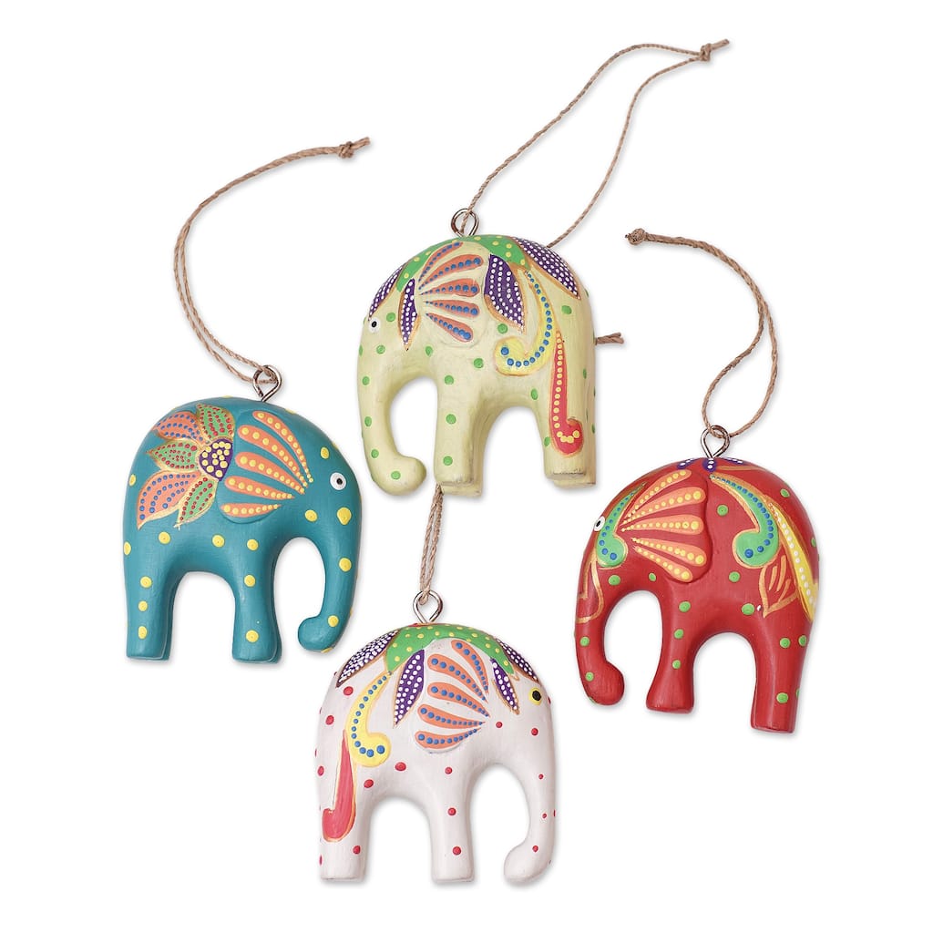 Novica Handmade Happy Trunks Wood Ornaments (Set Of 4)