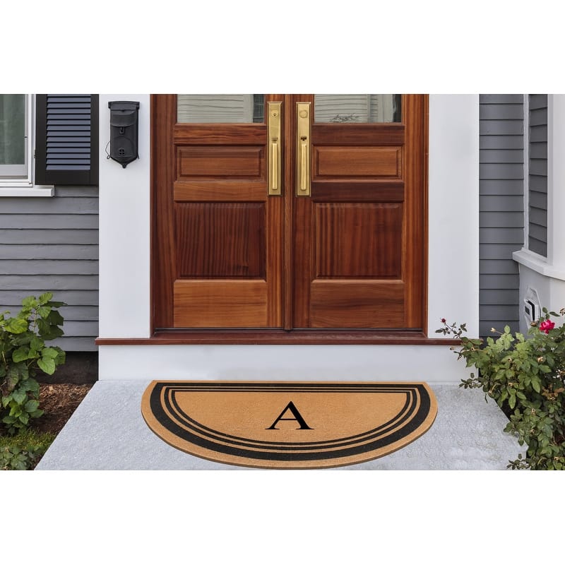 A1HC Natural Coir Flock Beige 30 in x 60 in Coir & PVC Durable Door Mat for Outdoor Entrance Monogrammed Doormat