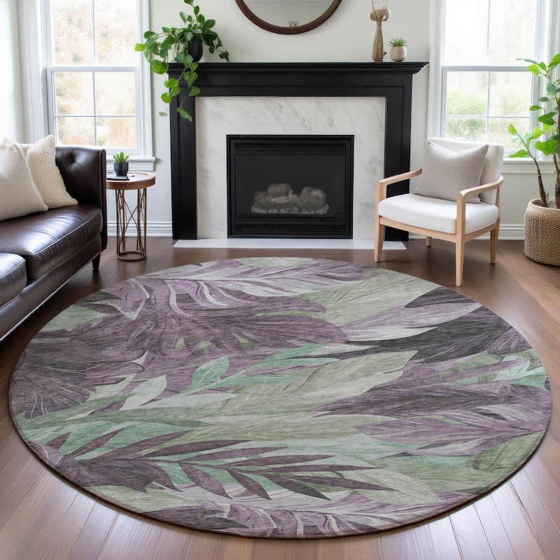 Premium Washable Super Soft Tropical Floral Mayfield Rug - Lavender - 8' x 8'