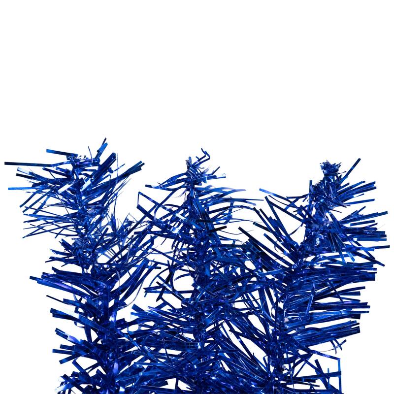 Pre-Lit Artificial Tinsel Christmas Garland - 9' x 8" - Blue - Clear Lights