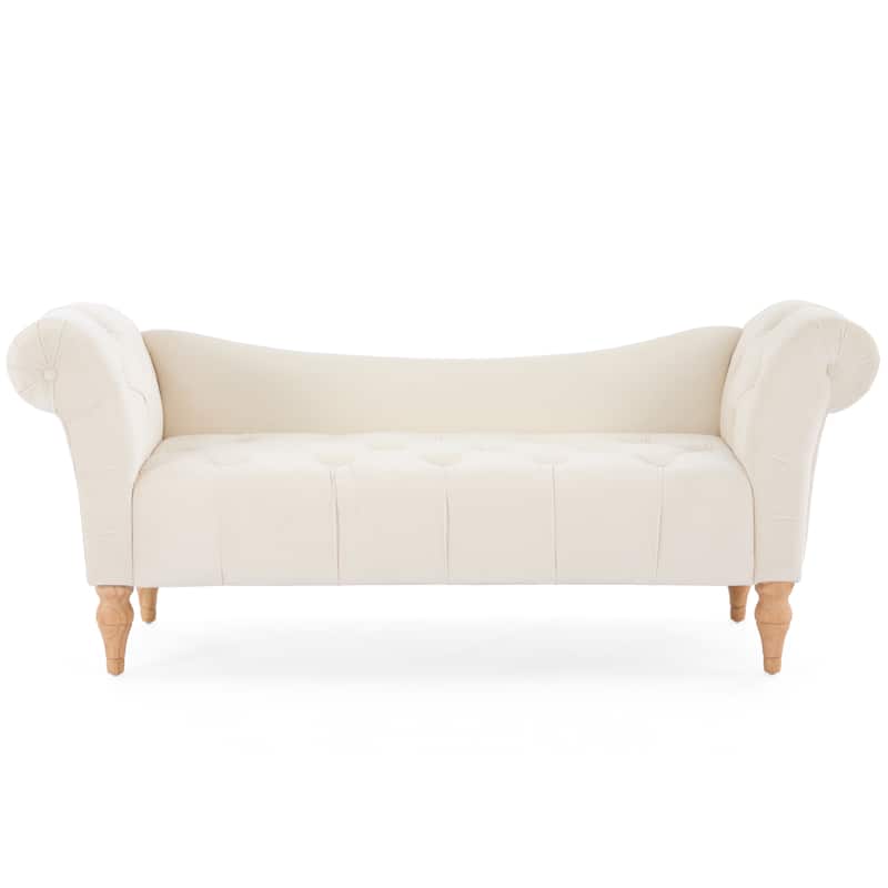 Christopher Knight Home - Larkspur Velvet Upholstered Bench with Rolled Arms and Button Tufting