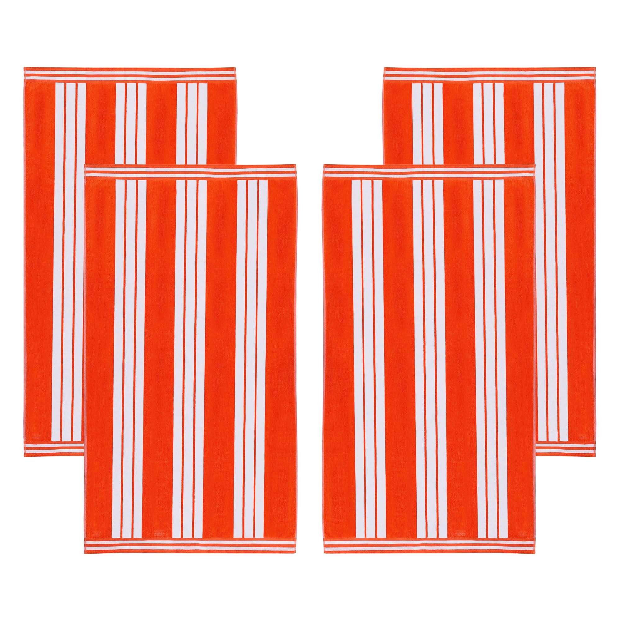 Superior Striped Large Oversized Cotton Beach Towel - Set of 4