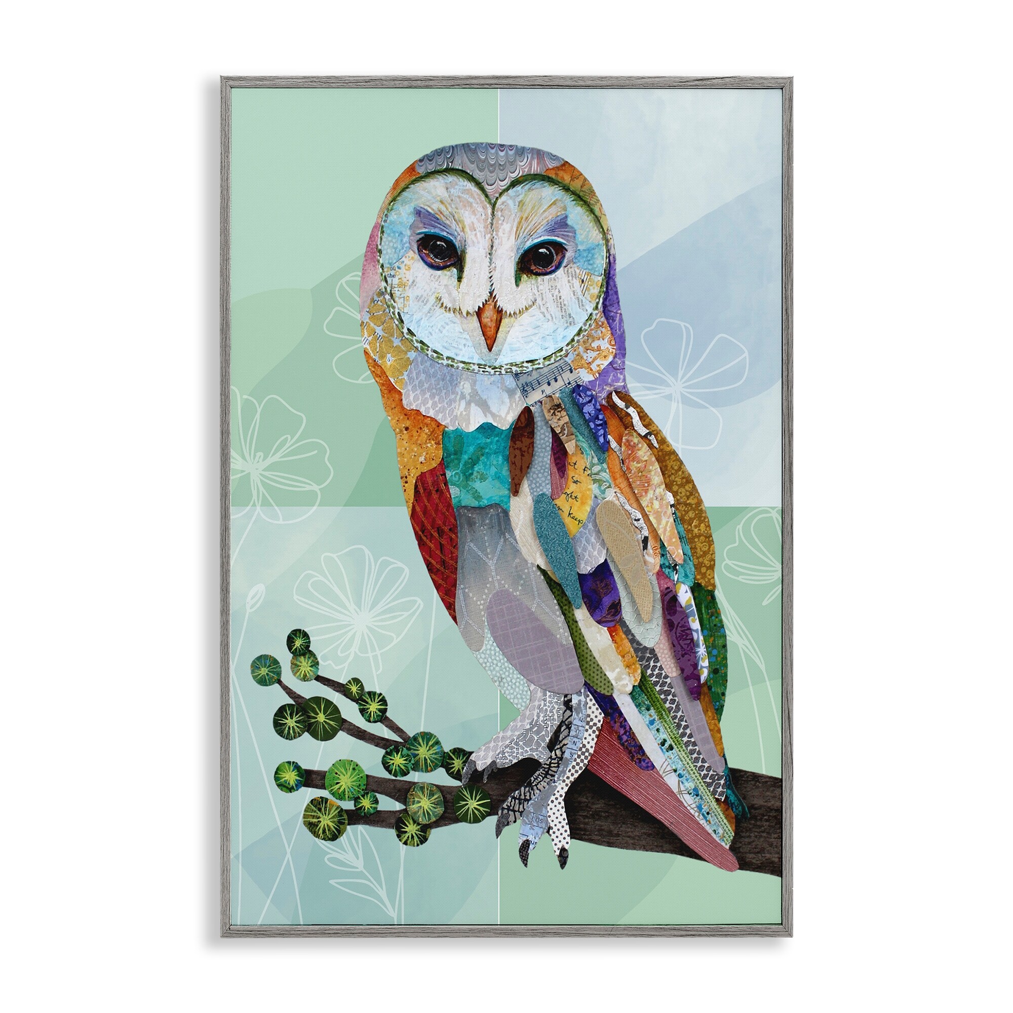 Stupell Barn Owl with Boho Pattern Framed Giclee Art Design By Lisa Morales