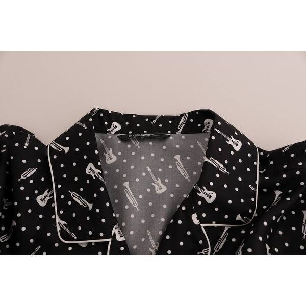 Shop Dolce Gabbana Black Silk White Jazz Print Casual Men S