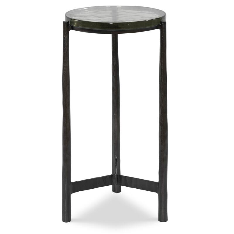 Glass Top Side Accent Table with Chiseled Base - 22.5" - Black
