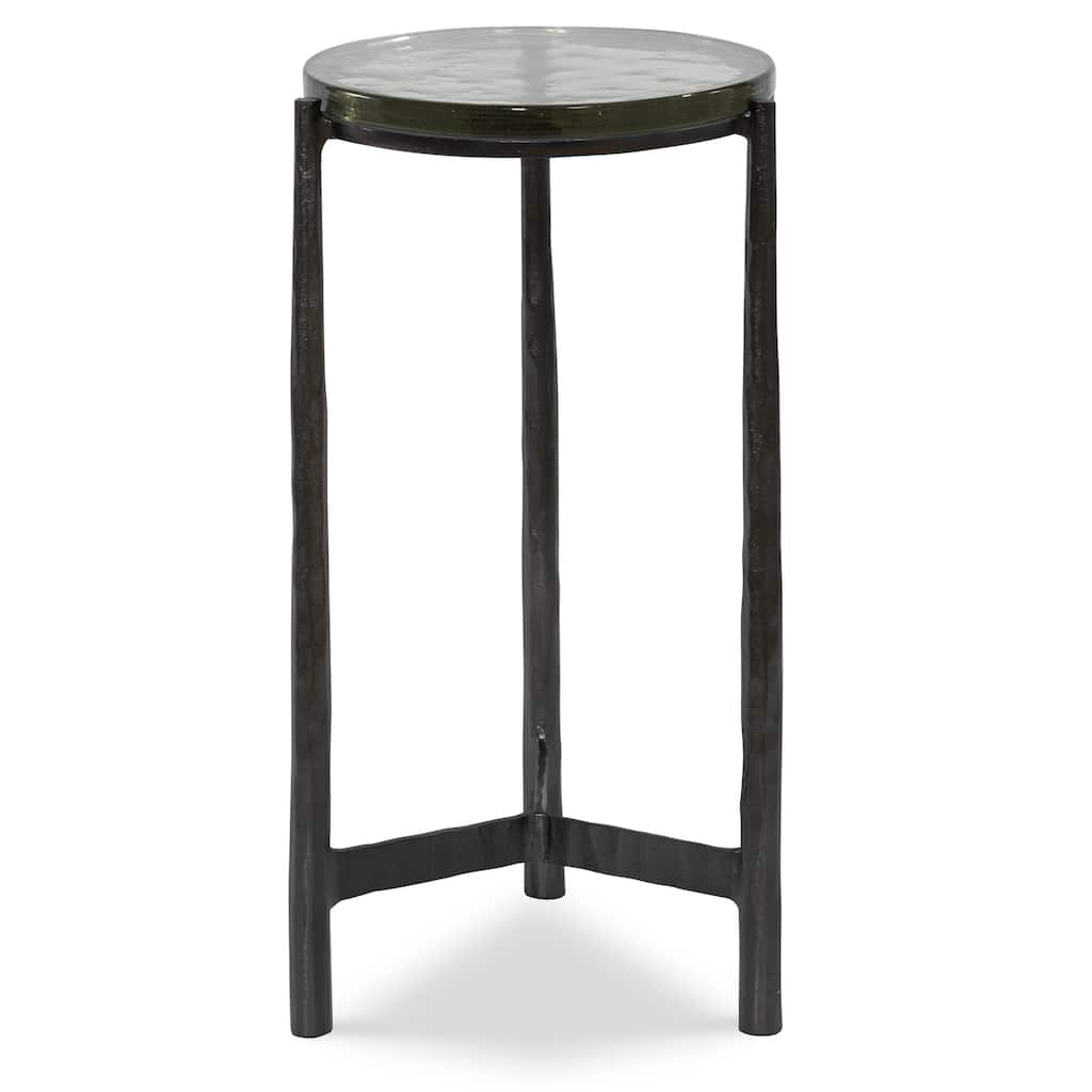 Glass Top Side Accent Table with Chiseled Base - 22.5" - Black