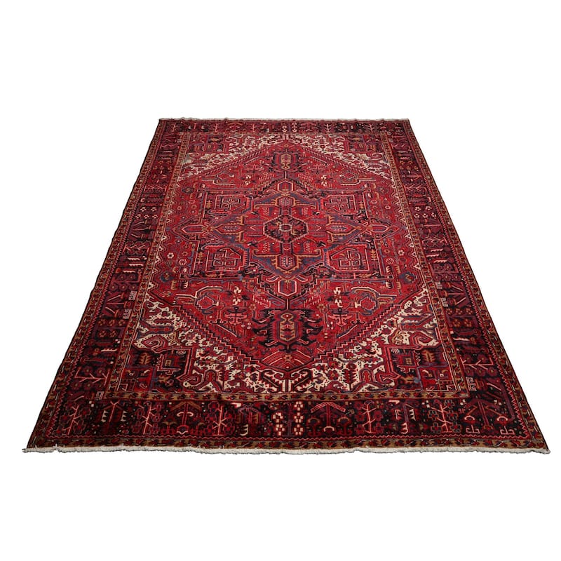 10'4''x12'1'' Hand Knotted Wool Red Heriz Traditional Rug - 10' 4'' x 12' 1''
