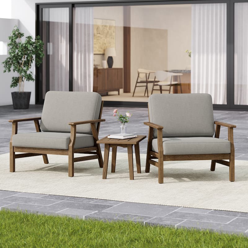 2 Set Outdoor Club Chairs with Cushions Acacia Wood Patio Chairs