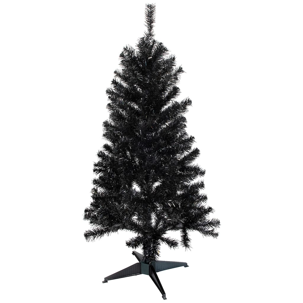 Holographic Black Slim Artificial Tinsel Halloween Tree - 4' - Black - Unlit - 4 Foot
