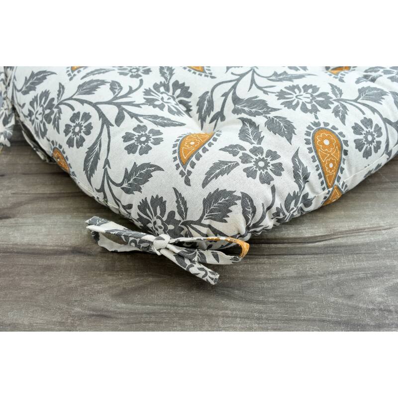 Handmade Floral Cotton Dinning Chair Seat Cushions Pads 16’’x16’’ Thick Tufted With Ties