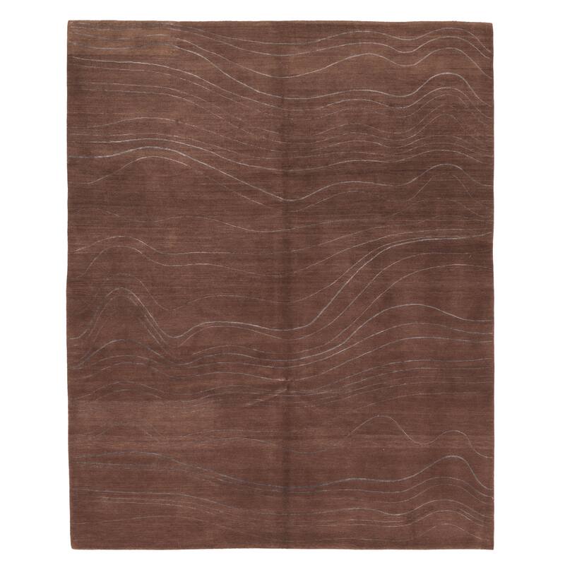 ECARPETGALLERY Hand-knotted Opulence Dark Brown Silk, Wool Rug - 8'1 x 10'0