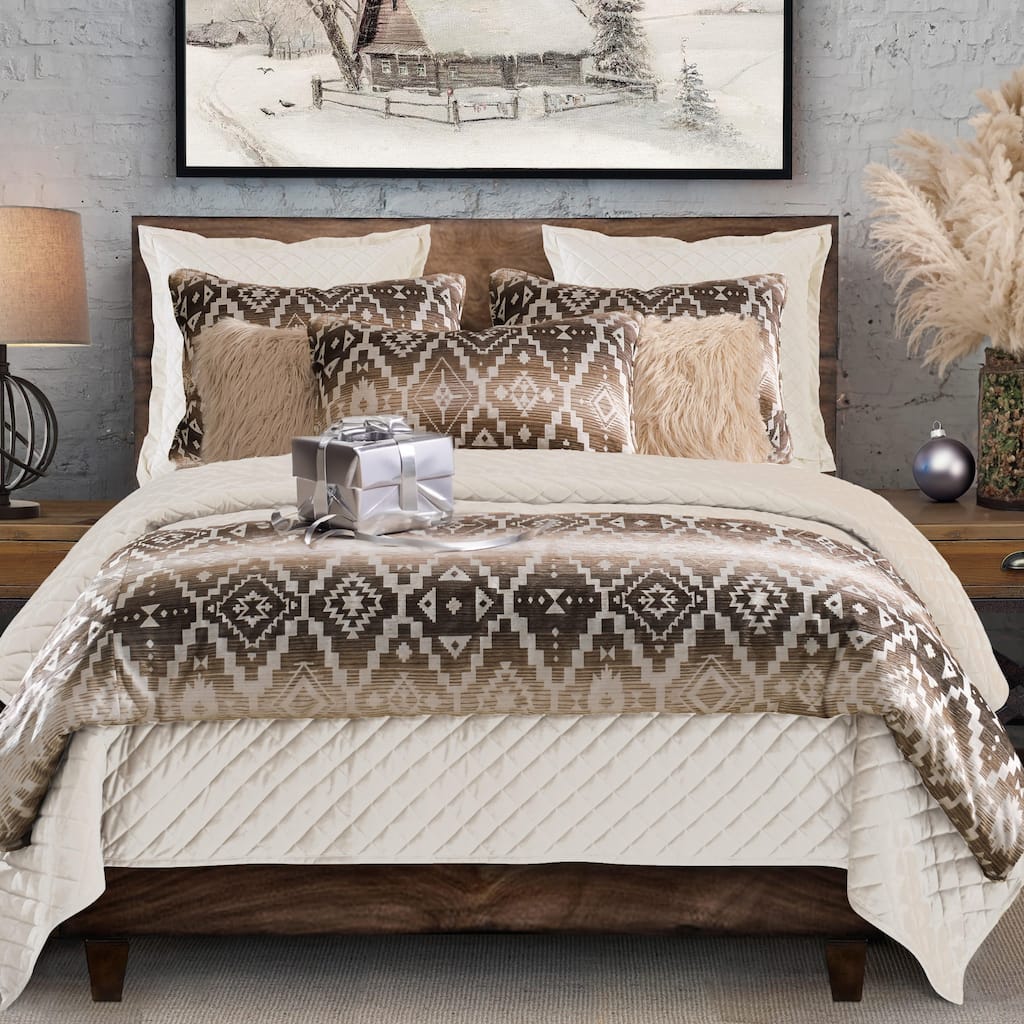 Paseo Road Chalet Aztec Southwestern Rustic Style Bedding 3 Piece Duvet Cover Set