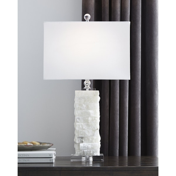 Malise 27 Inch Alabaster Table Lamp - White - 15" W x 9" D x 27" H. Opens flyout.