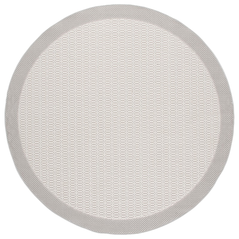 SAFAVIEH Veranda Hariette Washable Indoor/Outdoor Rug - Weather Resistant & Easy Cleaning - 6'7" Round - Ivory/Grey